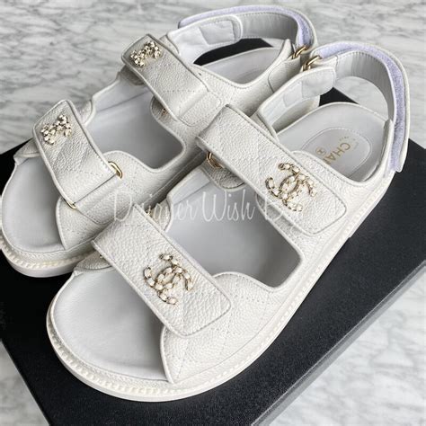 chanel rubber sole slides gold white leather|chanel kid sandals.